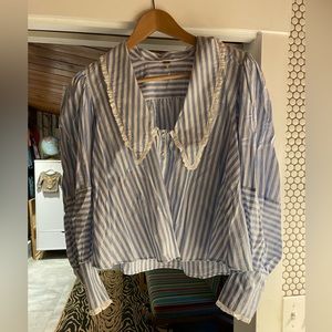 Free people striped puff sleeve blouse